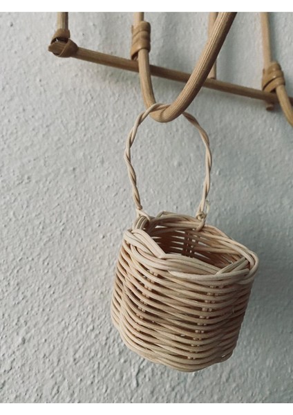 5 Adet Rattan Bambu Hasır Mini Sepet, Ikramlık Sepeti, Düğün Nişan Söz Organizasyon Sepeti