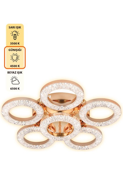 UltraNova Kumandalı 3 Renk Işık Modern Sarkıt LED Avize, Dimmerli, 60x60 cm, 6 ampul başlıklı