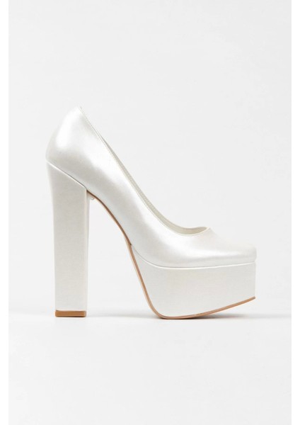 Kadın Moda Şık Sedef Cilt Klasik Köşe Kalıplı Kalın Düğün Nişan Gece Abiye Ayakkabı