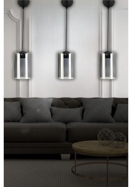 Modern Tasarımlı Rulo Füme Sarkıt Avize - Gri