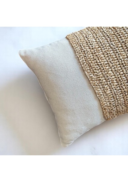 Romance - Doğal Keten Rafya Dokunuşlu Dikdörtgen Kırlent Kılıfı - 50 x 35 cm Sütlü Kahve Tarçın Krem fiyatları