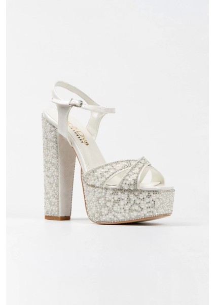 Kadın Moda Şık Gold Ayna Full Inci Taşlı Klasik Köşe Kalıplı Kalın Düğün Nişan Gece Abiye Ayakkabı fiyatları