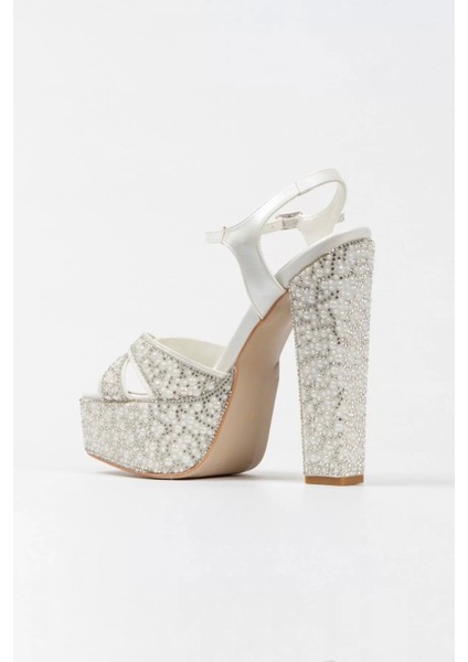 Kadın Moda Şık Gold Ayna Full Inci Taşlı Klasik Köşe Kalıplı Kalın Düğün Nişan Gece Abiye Ayakkabı fırsatları