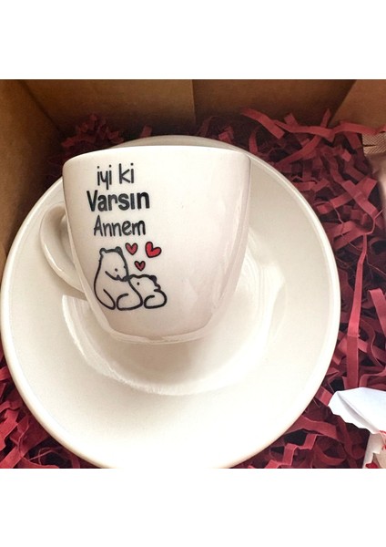 Anneler Günü Hediyesi Türk Kahvesi Fincanı Tekli 1 Adet Kutuda Türk Fincanı Konsept