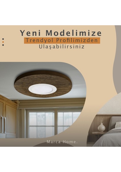 Ahşap Kaplama Yuvarlak Led Tavan Lambası - 42cm, 1 Ampül, Yatak Odası ve Koridorlar İçin Naturel Aydınlatma indirimleri