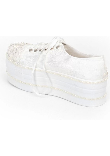 Kadın Moda Şık Beyaz Çınar Taşlı Dolgu Topuklu Ayakkabı Topuklu Düğün Nişan Gece Abiye Ayakkabı fırsatları