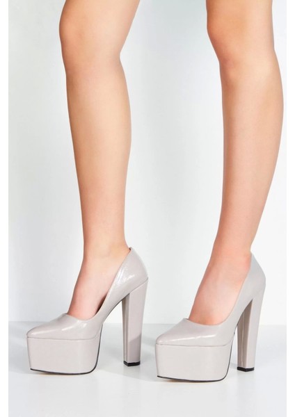 Kadın Moda Şık Fuşya Rugan Klasik Sivri Kalın Topuklu Platformlu Düğün Nişan Gece Abiye Ayakkabı modelleri