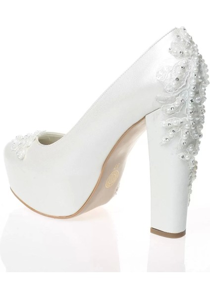 Kadın Moda Beyaz Sedef Inci Taş Işlemeli Gelin Ayakkabı Topuklu Düğün Nişan Gece Abiye Ayakkabı fırsatları