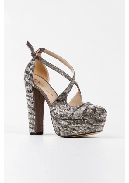 Kadın Moda Sultan Çift Renk Taşlı Çapraz Klasik Topuklu Platformlu Düğün Nişan Gece Abiye Ayakkabı fiyatları