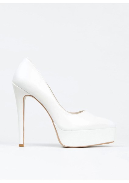 Kadın Moda Şık Gümüş Ayna Klasik Sivri Ince Topuklu Platformlu Düğün Nişan Gece Abiye Ayakkabı