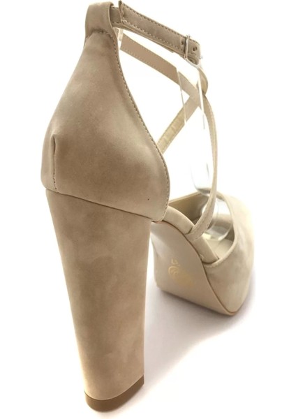 Kadın Moda Şık Vizon Süet Topuklu Zarif Tasarım Yüksek Topuk Düğün Nişan Gece Abiye Ayakkabı fırsatları