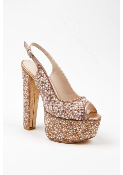 Kadın Moda Şık Gold Sultan Full Inci Düğün Nişan Gece Abiye Ayakkabı fiyatları