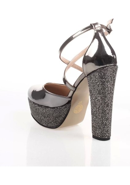 Kadın Moda Şık Platin Ayna Taşlı Topuklu Zarif Tasarım Düğün Nişan Gece Abiye Ayakkabı fırsatları