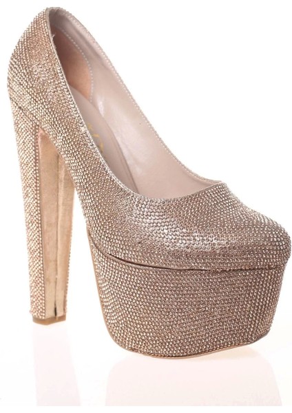 Kadın Moda Şık Gold Full Taş Yüksek Topuk Topuklu Düğün Nişan Gece Abiye Ayakkabı fiyatları