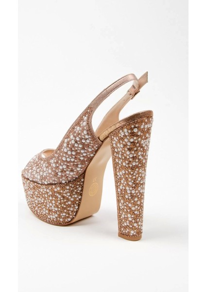 Kadın Moda Şık Gold Sultan Full Inci Düğün Nişan Gece Abiye Ayakkabı fırsatları