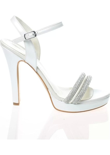 Kadın Moda Şık Gümüş Ayna Double Topuklu Zarif Tasarım Düğün Nişan Gece Abiye Ayakkabı