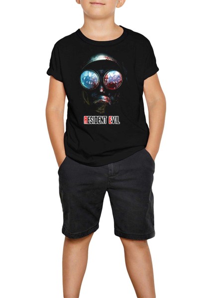 Resident Evil Gas Mask Siyah Çocuk Tişört