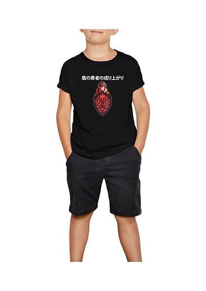 Tate No Yusha Naofumi Iwatani Siyah Çocuk Tişört