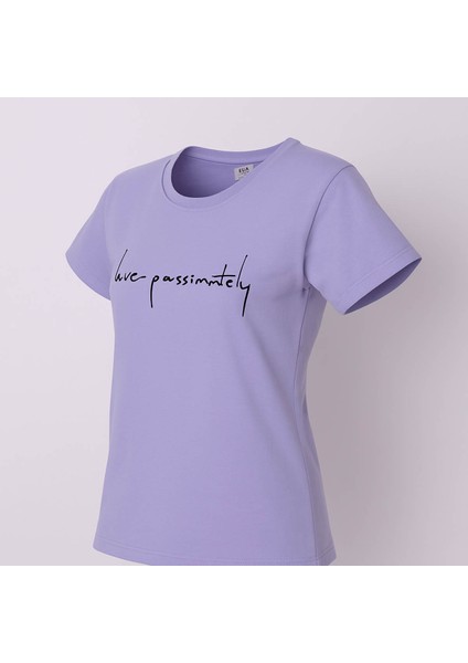 Lıve Passıonatıly Baskı Relaxed Fit Lila Kadın T-Shirt fiyatları