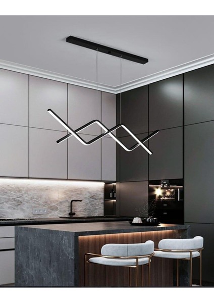 UltraNova Modern Siyah Metal Yemek Masası Üstü ve Led Avize ile şık alanlar