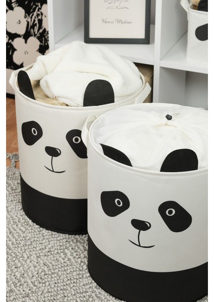 Panda desenli 2'li büyük saklama kutusu, bebek ve çocuk odası için uygun, kumaş malzeme fiyatları
