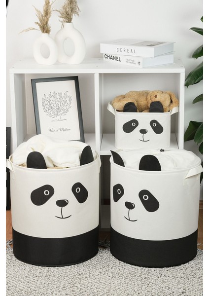 Panda desenli 2'li büyük saklama kutusu, bebek ve çocuk odası için uygun, kumaş malzeme indirimleri