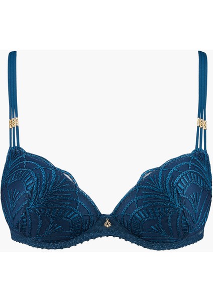 Vibes Push-Up Sütyen, Şık Altın Detaylı, Transparan Işlemeli