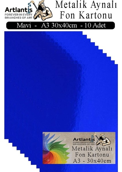 Metalik Aynalı Fon Kartonu 10 Lu A3 30X42 cm 1 Paket Okul Sınıf Dekoratif Pırıltılı Folyo Kağıt Dekoratif Anasınıfı Kreş