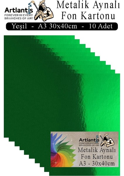 Metalik Aynalı Fon Kartonu 10 Lu A3 30X42 cm 1 Paket Okul Sınıf Dekoratif Pırıltılı Folyo Kağıt Dekoratif Anasınıfı Kreş