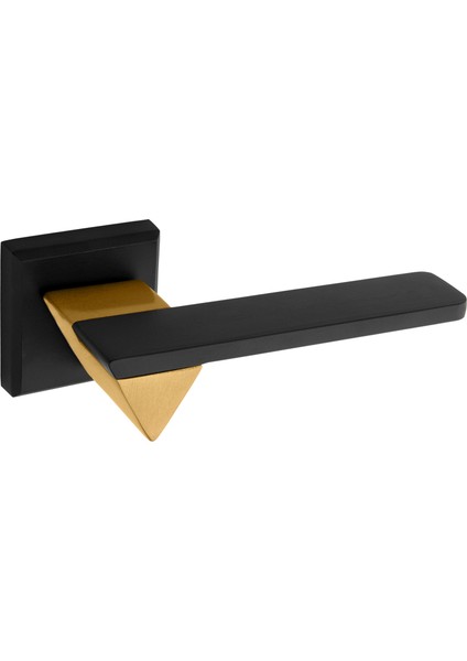 Larua Kare Rozetli Alüminyum Kapı Kolu (Oda/yale/wc) Mat Siyah - Mat Altın