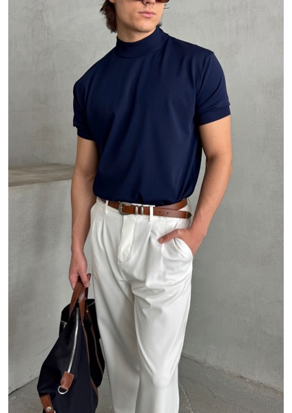 Erkek Oversize Yarım Balıkçı Triko T-Shirt fiyatları