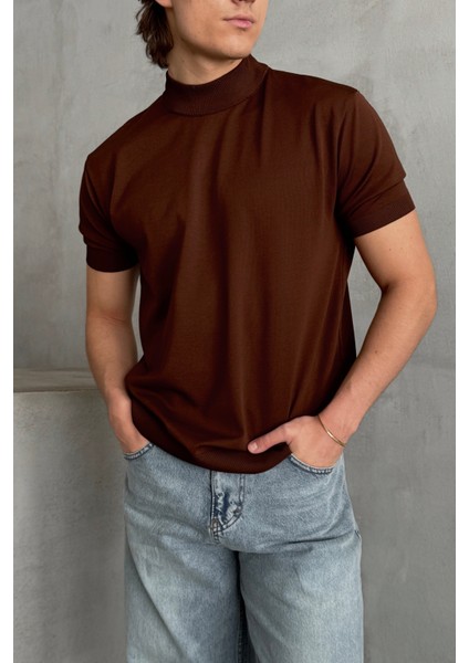 Erkek Oversize Yarım Balıkçı Triko T-Shirt fiyatları