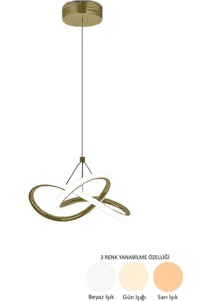 Modern 3 Renk Işıklı Tekli Ledli Avize - Alüminyum Malzemeli - 25x70 Boyutunda fiyatları