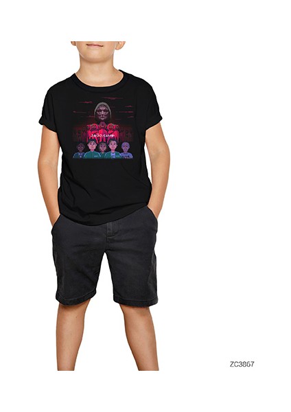 Squid Game Gamer Siyah Çocuk Tişört