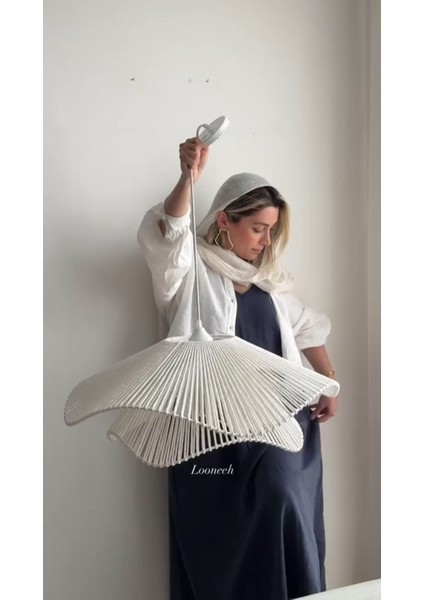 Luminart Rustik Tarz Bohem Avize Makrome Avize Salon Avize Yatak Odası Avize Rattan Avize