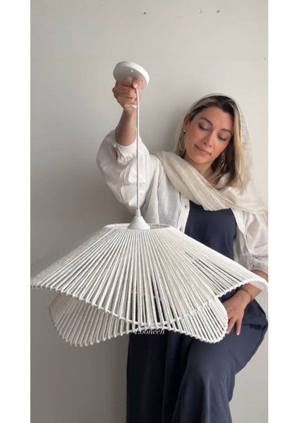 Luminart Rustik Tarz Bohem Avize Makrome Avize Salon Avize Yatak Odası Avize Rattan Avize
