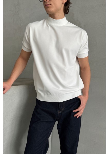 Erkek Oversize Yarım Balıkçı Triko T-Shirt fiyatları