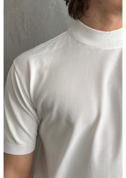 Erkek Oversize Yarım Balıkçı Triko T-Shirt fırsatları