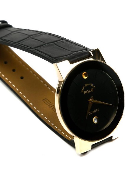 Kristal Cam Deri Kordon Erkek Kol Saati