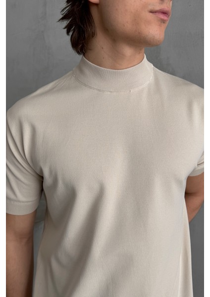 Erkek Oversize Yarım Balıkçı Triko T-Shirt indirimleri