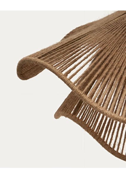 Modern tasarımlı doğal jüt tavan lambası gölgesi - Kahverengi, 27 cm boyutunda, alüminyum malzemeden üretilmiştir. modelleri