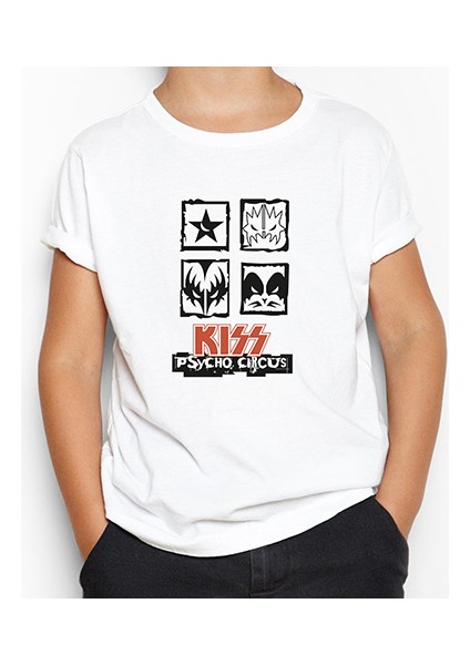 Kiss Psycho Circus Beyaz Çocuk Tişört