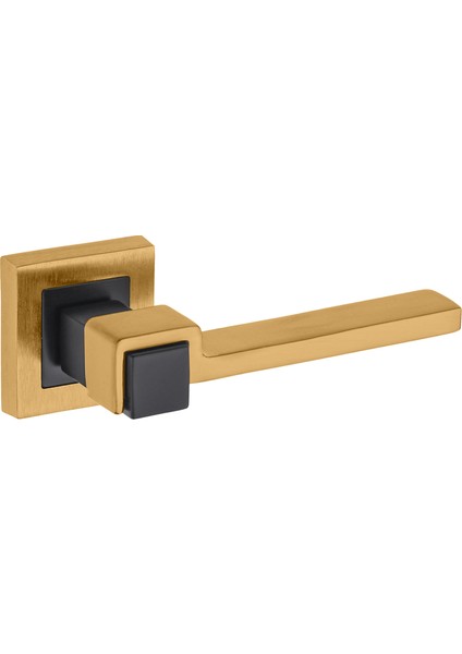 Vizyon Kare Rozetli Alüminum Kapı Kolu (Oda/yale/wc) V2 Mat Altın - Mat Siyah