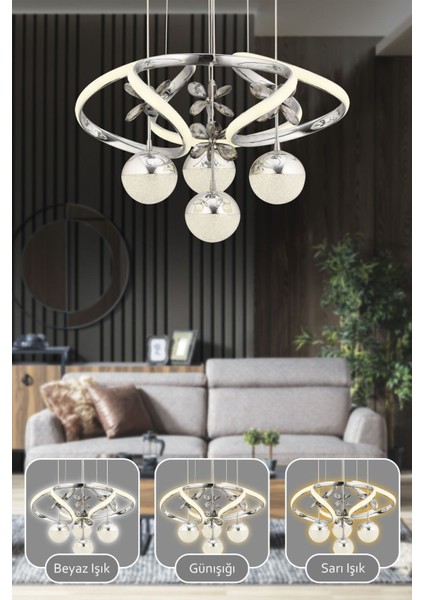 3 Renk Işık Özellikli Modern Sarkıt Led Avize - Alüminyum Malzemeli, 4 Başlık, Boyut: 45 x 70 fiyatları