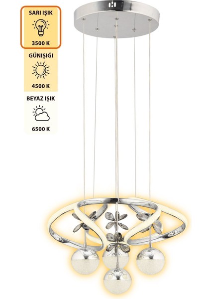 3 Renk Işık Özellikli Modern Sarkıt Led Avize - Alüminyum Malzemeli, 4 Başlık, Boyut: 45 x 70 fırsatları