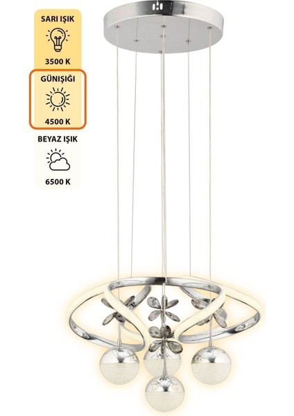 3 Renk Işık Özellikli Modern Sarkıt Led Avize - Alüminyum Malzemeli, 4 Başlık, Boyut: 45 x 70 indirimleri