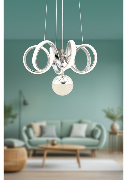 Venezia Krom Modern Sarkıt LED Avize Beyaz Işık Salon Mutfak Oda Hol Ledli Avize