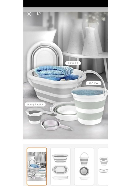 Gri Beyaz Katlanabilir 3'lü Ev Dekorasyon Seti, Plastik, 25 L