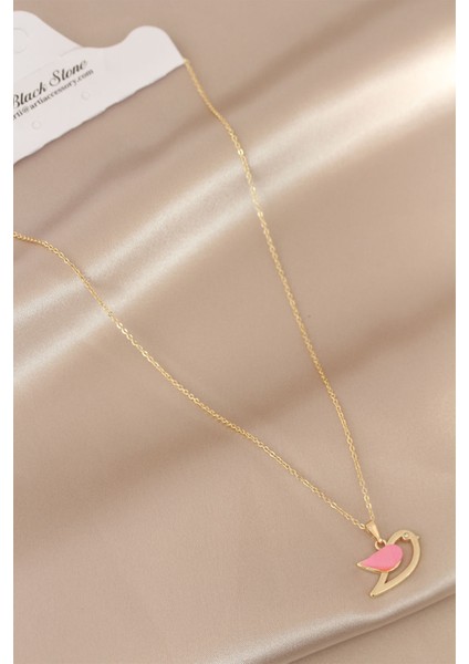 Sedefli Pembe Renk Kuş Kolye