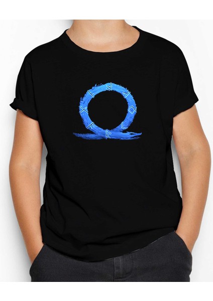 God Of War Ragnarok Blue Logo Siyah Çocuk Tişört